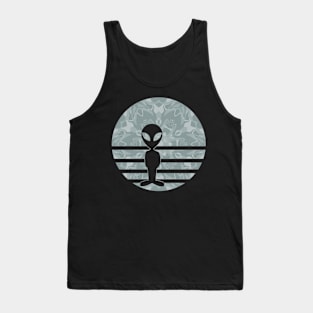 Encounters Kaleidoscope Pattern Gray Alien Sunset Silhouette Tank Top